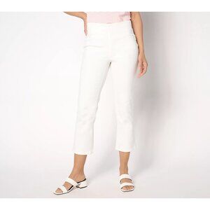NWT Denim & Co. Signature Perfect Flex Cropped Jeans Sz 14P White Denim Pockets